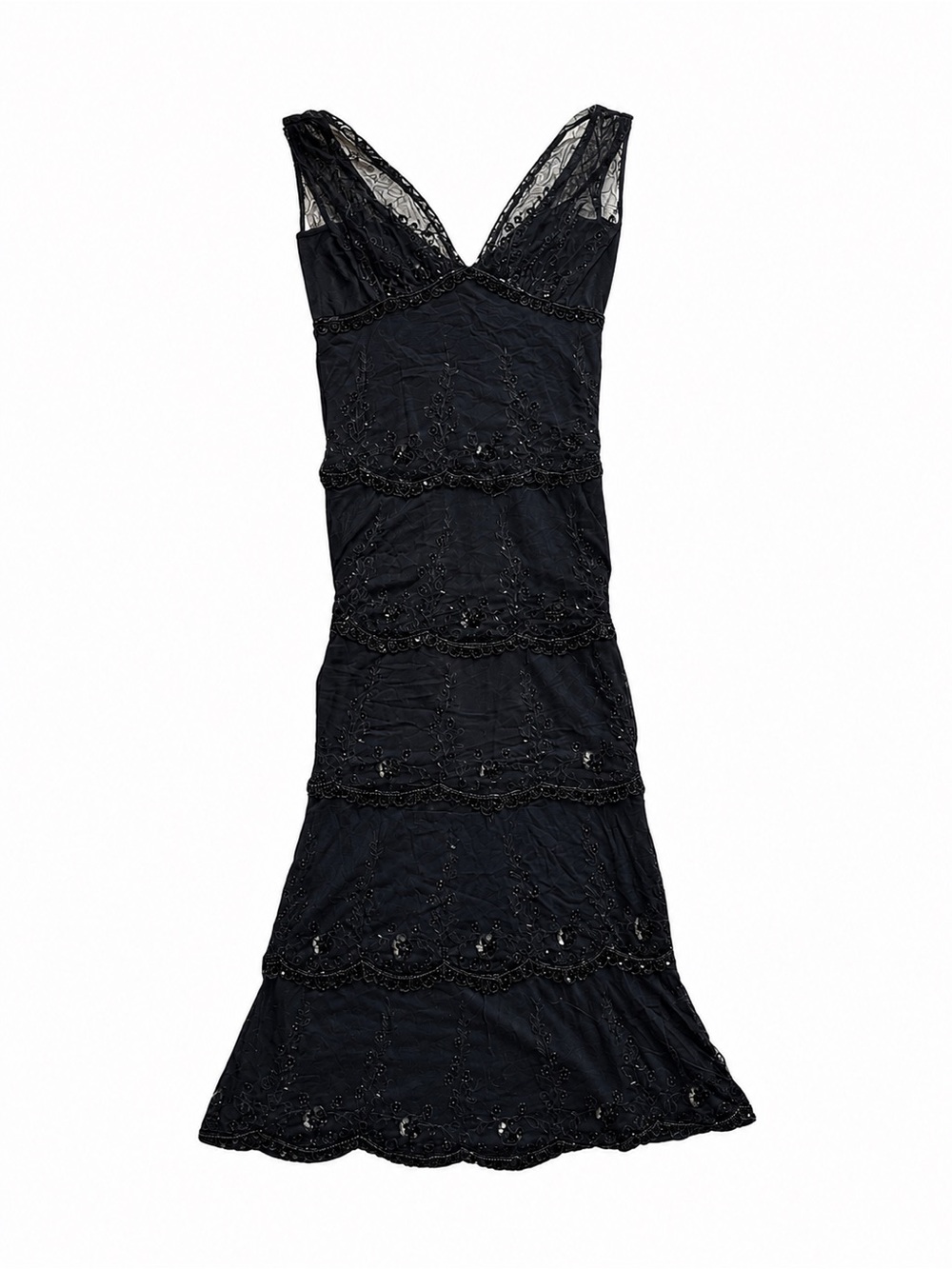 Stenay Black Beaded V-Neck Evening Dress
